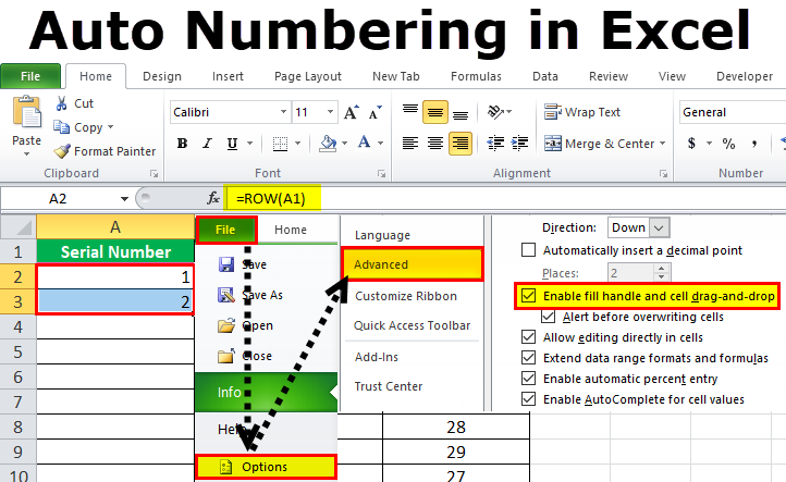 How to generate serial numbers in excel automatically